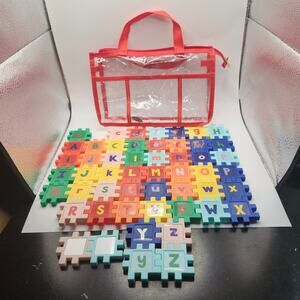 ANKYO Waffle Alphabet Blocks Set 51pc Letter Tiles +2 Blank Bag Missing b & Q